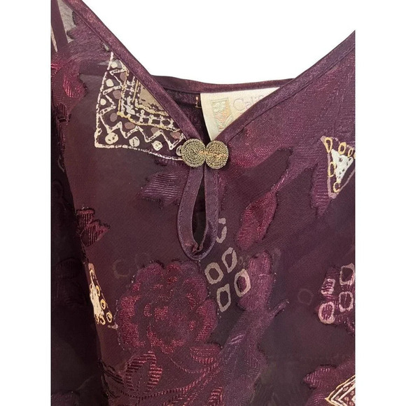 VTG Lingerie Robe Camisole Set Purple Tahitian Goddess USA California Dynasty - Picture 11 of 15